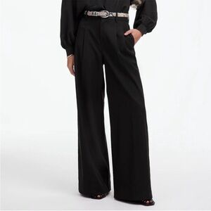 Madewell The Harlow Superwide-Leg Trouser‎ in Brushed Twill Black 2